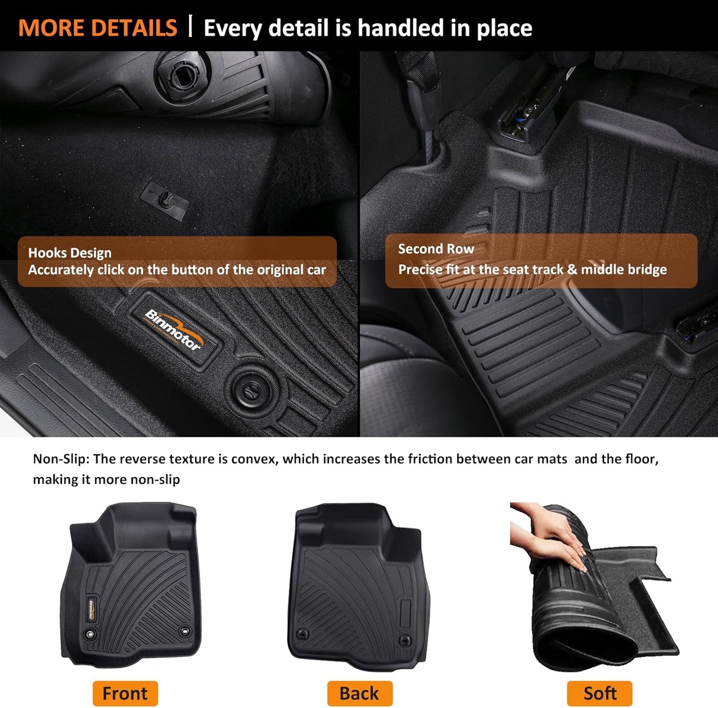 Binmotor-Floor Mats with Upper Cargo Liner for Hyundai Venue 2020-2025, All Weather Car Floor Mat for Hyundai Venue SE/SEL/Limited Accessories (Cargo Mat for Top Position)