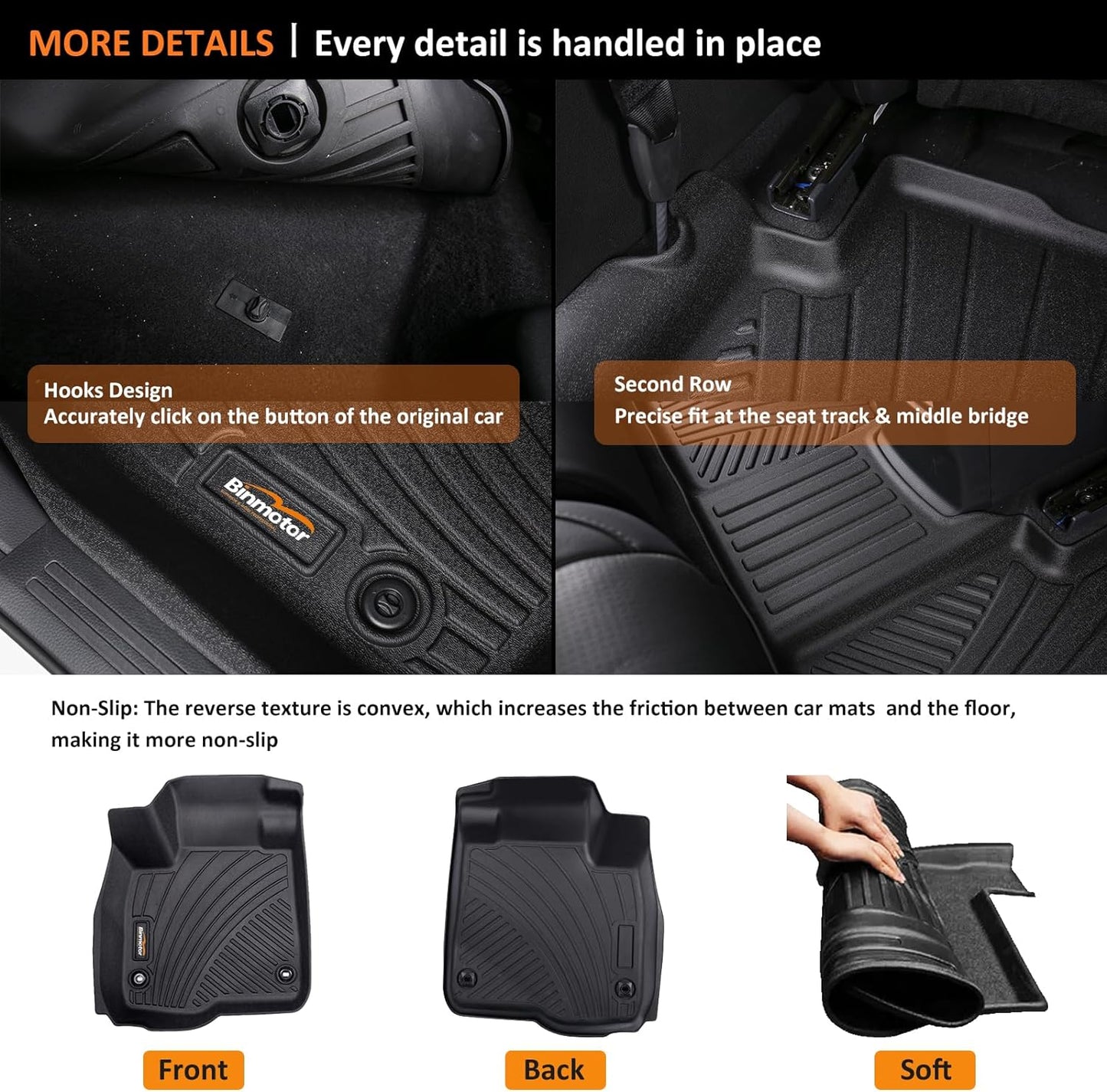 Binmotor-All Weather Floor Mats Cargo Liner for kia Sportage 2023-2026 (Only Gas Models), Full Set, Heavy Duty Car Floor Liners for Sportage Accessories