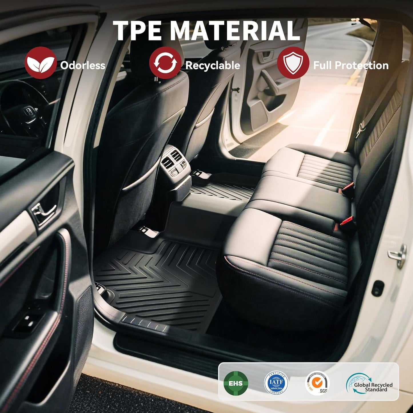 YITAMOTOR Floor Mats Compatible with 2015-2023 Jeep Cherokee (Not for Grand Cherokee), Custom Fit Floor Liners, 1st & 2nd Row All-Weather Protection, Black