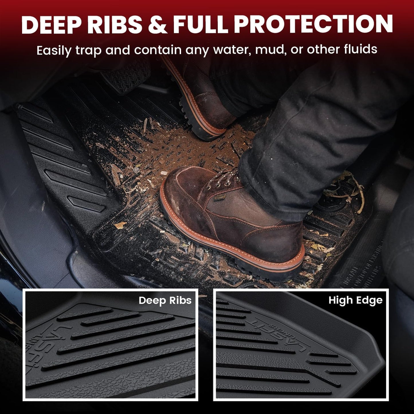 LASFIT Floor Mats&Trunk Mat for Toyota Crown 2023-2026 All Weather TPE Mats Custom Fit Floor Liner for Toyota Crown XLE/Limited/Nightshade/Platinum 1st&2nd Row Full Set Car Mats and Cargo Liner, Black