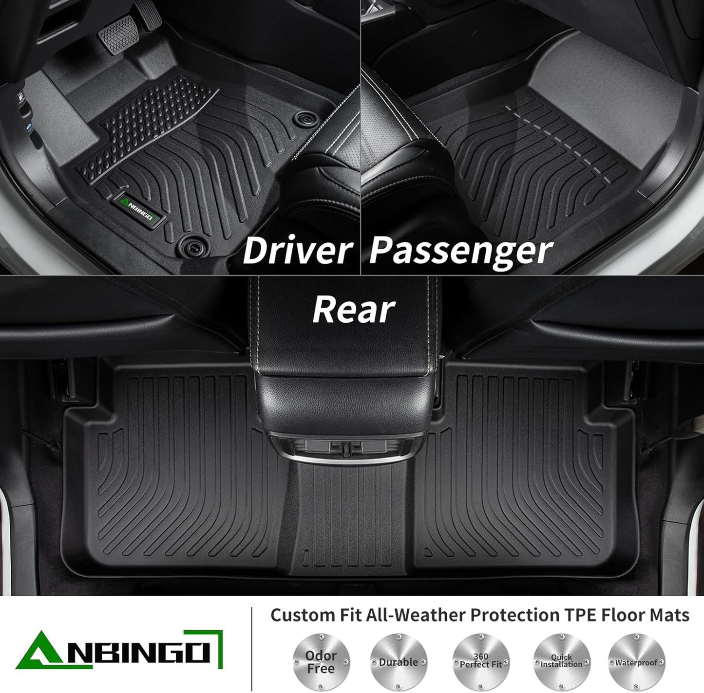 ANBINGO® Floor Mats & Backseat Cargo Liner for 2020-2026 Buick Encore GX AWD, 2020-2026 Encore TPE Car Mat (Cargo Tray in Upper Deck Position)