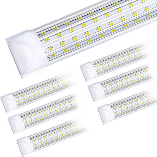 6 Pack, LED Shop Light, 4FT 72W 7500LM 5000K, Daylight White, U Shape, Clear Cover, Hight Output, Linkable Shop Lights, T8 LED Tube Lights, LED Shop Lights for Garage 4 Foot with Plug