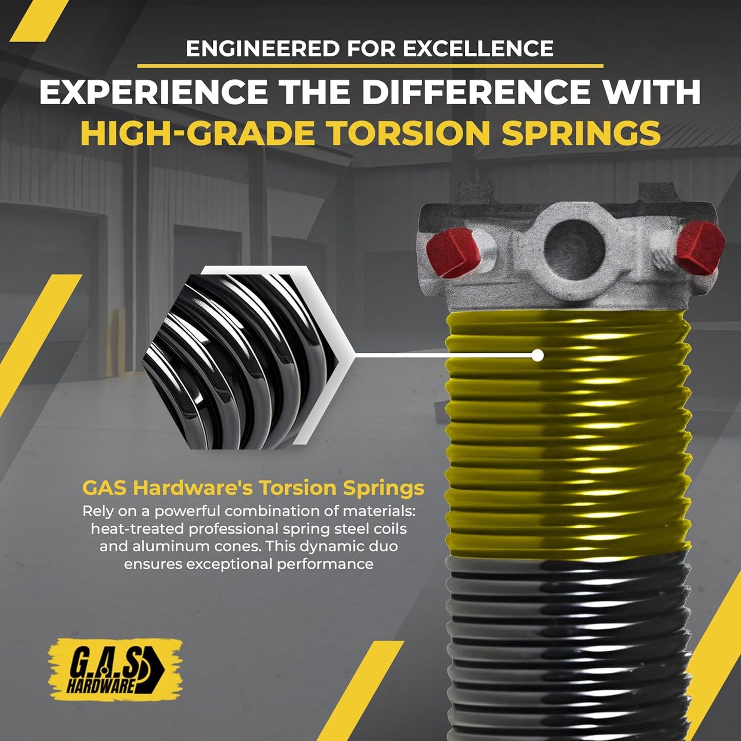 Garage Door Torsion Spring 250x2x34 Torsion Springs for Garage Door Repair Right Hand Wound Replacement for Left Side of Garage Door with 1" Steel Bearing, Gloves, Manual and Winding Bars (Red Cone)