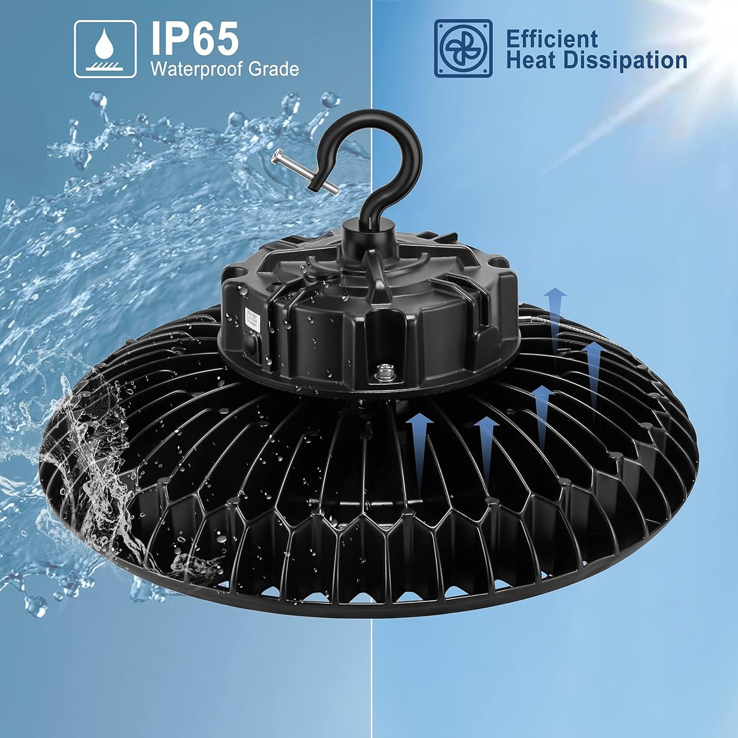 300W LED High Bay Light (𝟓𝐘𝐫𝐬 𝐖𝐚𝐫𝐫𝐚𝐧𝐭𝐲), UL&DLC Listed 41000LM Dimmable UFO High Bay Lights for Warehouse, 5000K Daylight IP65 Waterproof Commercial Bay Lighting 𝐀𝐂𝟏𝟎𝟎-𝟐𝟕𝟕𝐕