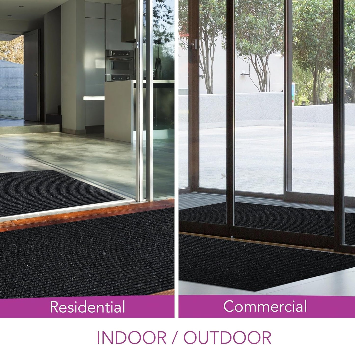 iCustomRug Spartan Weather Warrior Duty Indoor/Outdoor Utility Ribbed in 3ft,4ft,6ft Widths 70 Custom Sizes with Natural Non-Slip Rubber Backing 4'X60' in Black