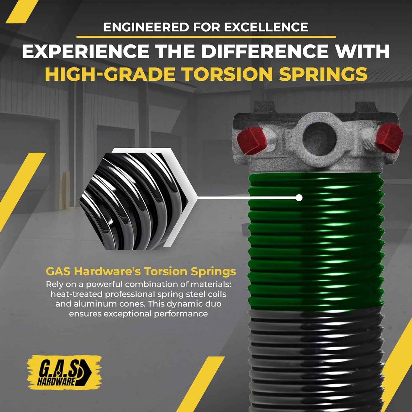 Garage Door Torsion Spring 243x1.75x33 Includes 1” Steel Bearing, Non-Slip Gloves, and Winding Bars for Left Side of Garage Door Precision E-Coating 5-Year Warranty Min. 30,000 Cycles (Red Cone)