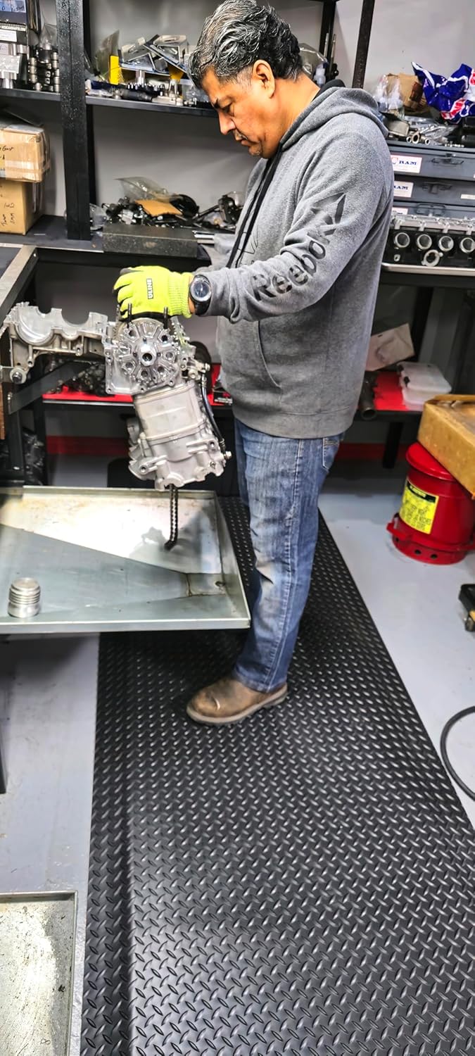 Rhino Mats, American Classic Diamond Anti-Fatigue Mats, Industrial Ergonomic Comfort Standing Mat for Work, Home, Garage, Office, Kitchen or Anywhere (Black 9/16" Thick, 2 FT. x 4 FT.)