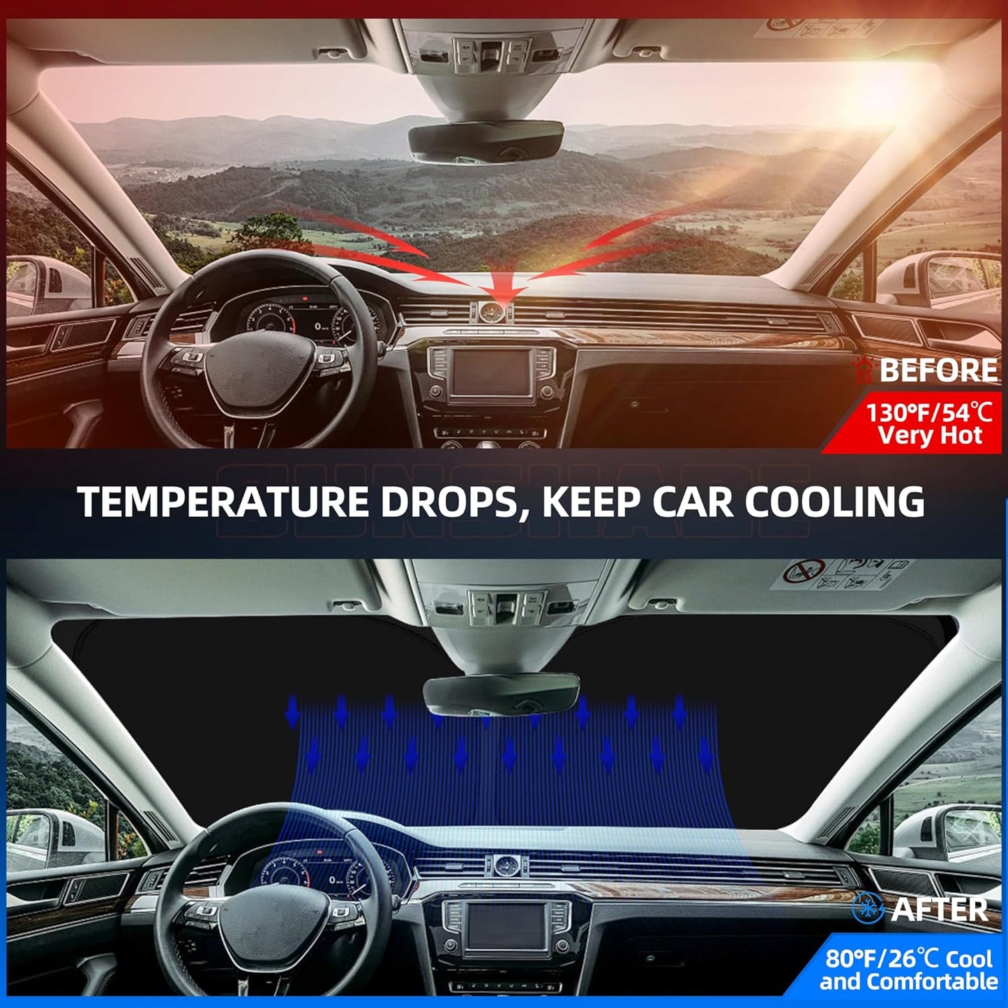 Windshield Sun Shade for Audi A6 2019-2025 Foldable Sunshade Custom Fit Front Window Car Interior Accessories Protector Blocks UV Rays