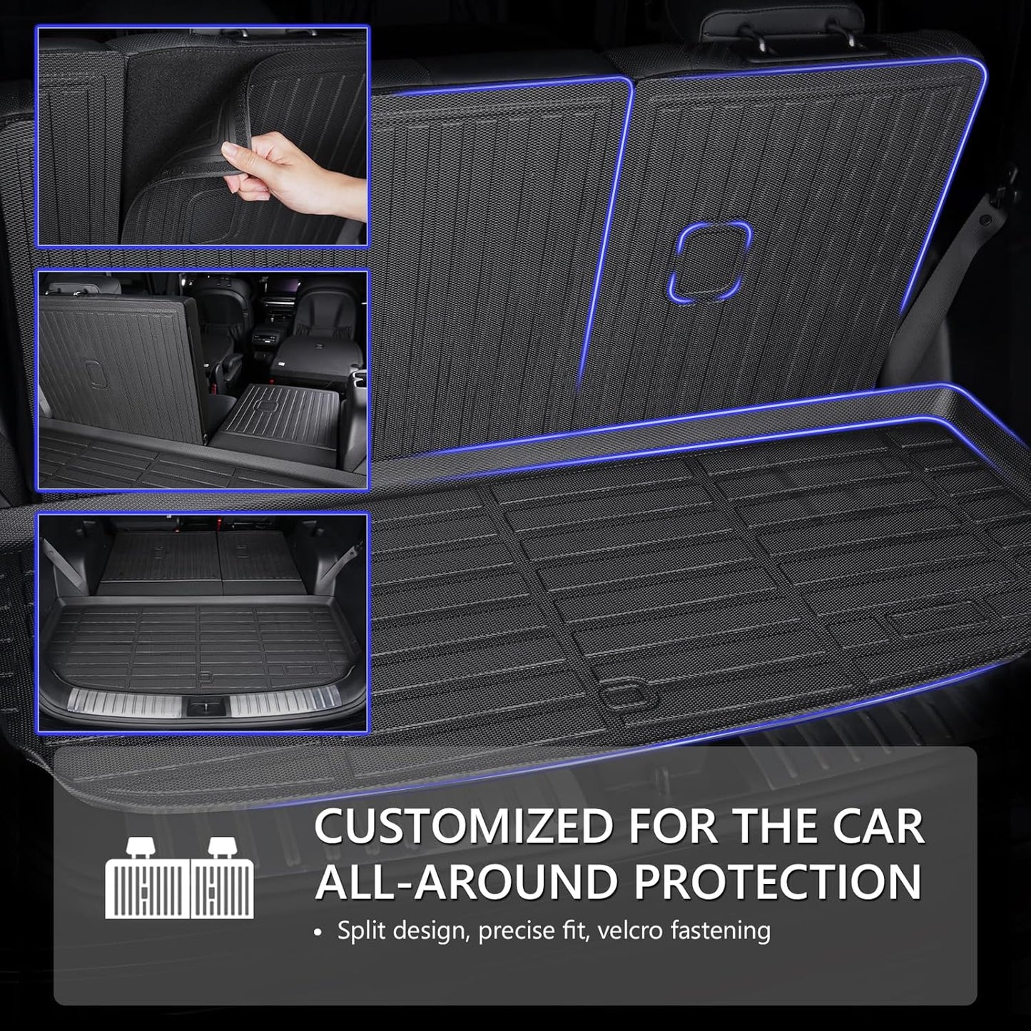 KELCSEECS® Floor Mats & Cargo Liner with Seatback Mats for 2021-2025 Ford Expedition Max 8 Seats Bench Seating(Only Fit Max), All Weather Protection TPE Floor Liners Full Set Accessories Black