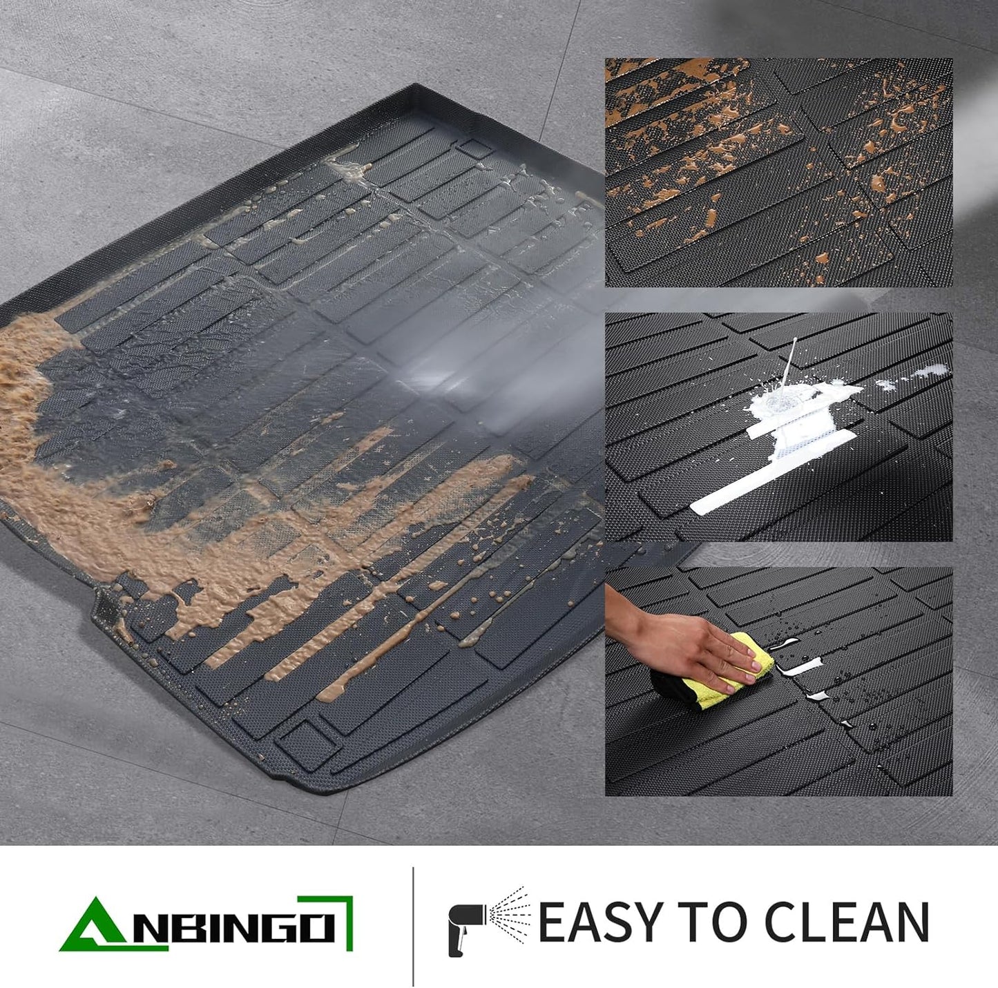 ANBINGO®-Floor Mats & Cargo Liner for Toyota Camry 2007-2011 (Fit for CE/LE/SE/XLE) Gas Only All Weather Protection TPE Heavy Duty Non-Slip Automotive Camry Floor Liners Accessories, Black