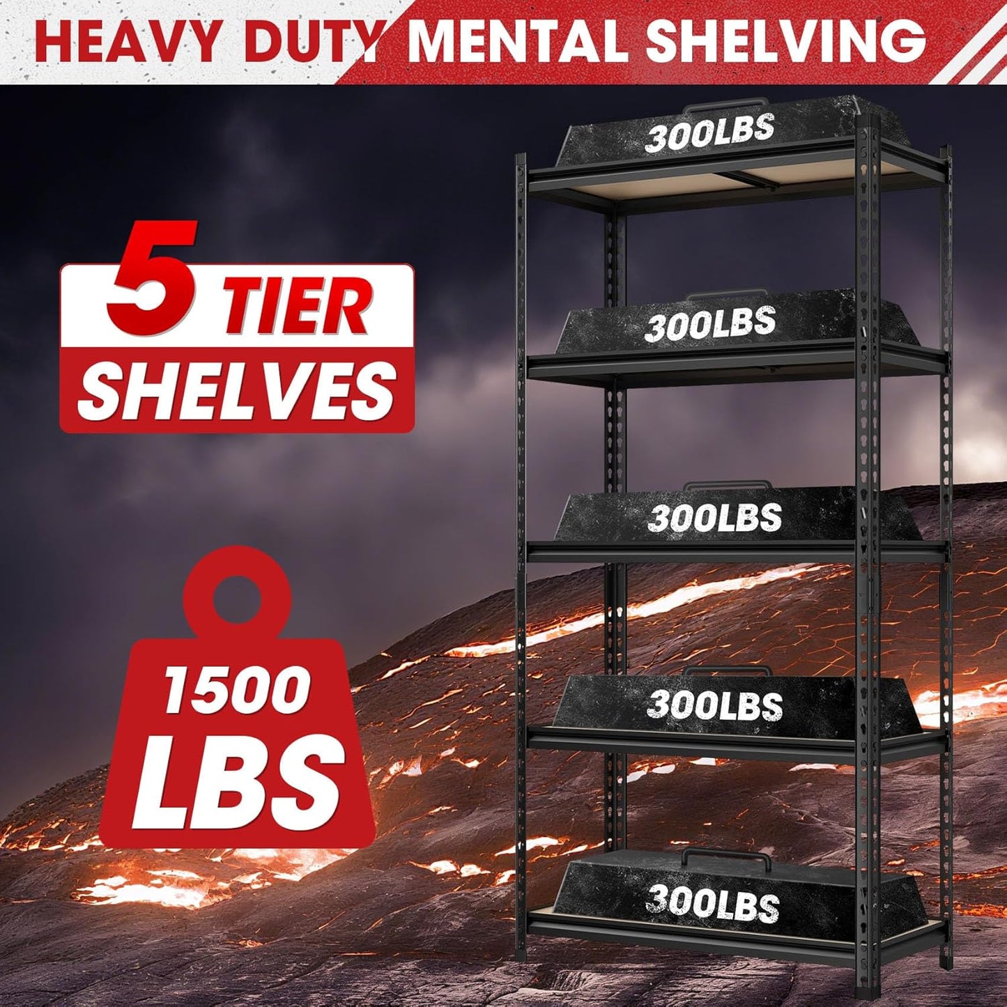 3 Pack 5 Tier Garage Shelving Unit, 72" H x 35.55" W x 16" D Metal Storage Shelves Heavy Duty, Adjustable Garage Storage Utility Rack for Kitchen Pantry Basement Bathroom Closet