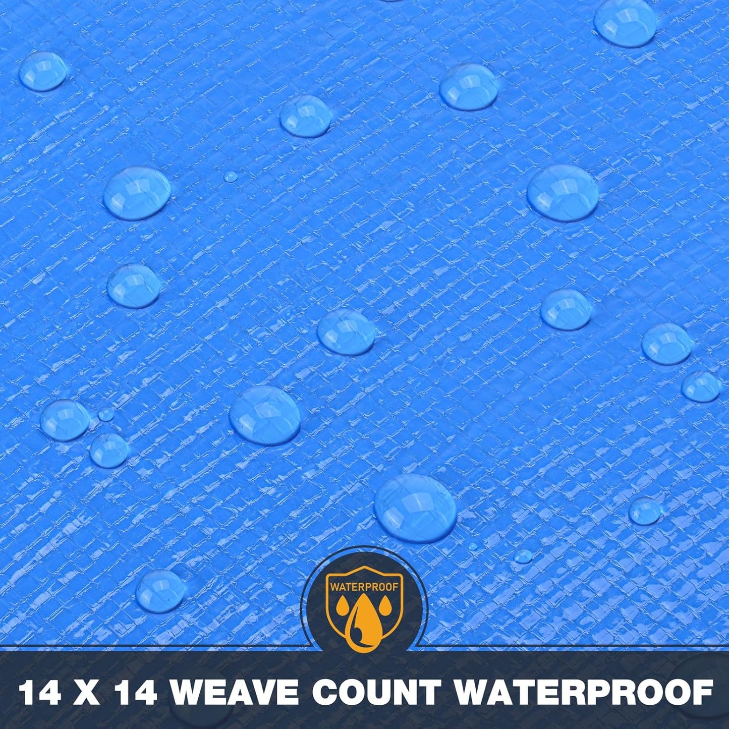 Tarp 12x16 Feet 14 Mil Heavy Duty Waterproof Tarp, Large Multipurpose Cover with Brass Grommets and Reinforced Edges, UV Resistant Thick Poly Tarps for Outdoor Camping Tent Pool Car, Blue