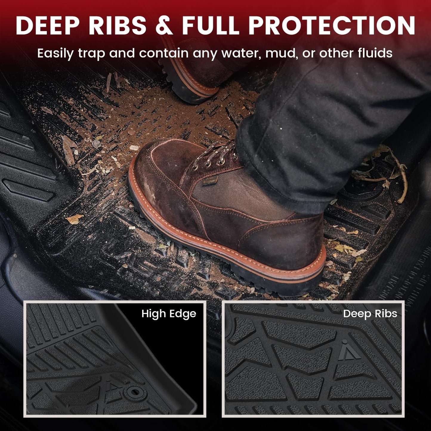 LASFIT Floor Mats & Cargo Liner 2021-2025 & Only 7 Seats (Not for 8/9 Seats) for Chevrolet Chevy Tahoe/GMC Yukon(Only Yukon, Not Fit Yukon XL)/Cadillac Escalade(Only Escalade, Not Fit Escalade ESV)