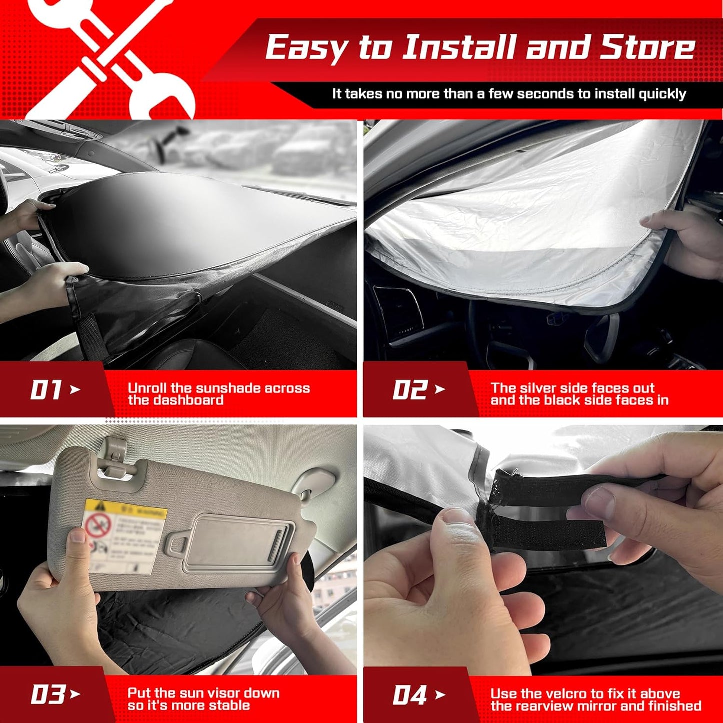 ARISMOTOR Windshield Sun Shade for Toyota RAV4 2019-2025, Custom Fit Foldable Front Window Sunshade Sun Visor Protector, Block UV Rays Keep Your Car Cooler
