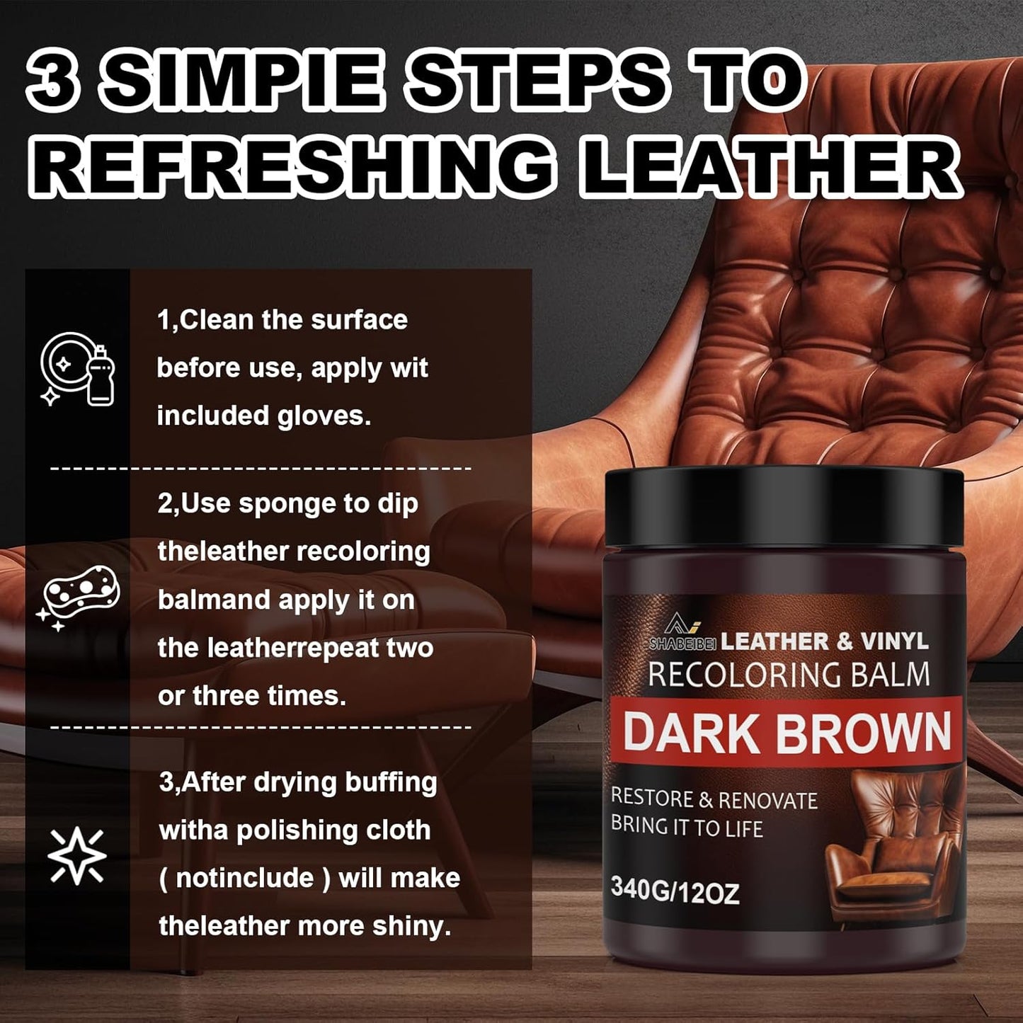 Leather Scratch Repair Balm-Leather Color Restorer for Couches Leather Scratch Remover for Carseat Boots Leather Couch Scratch Repair Couches (Beige)