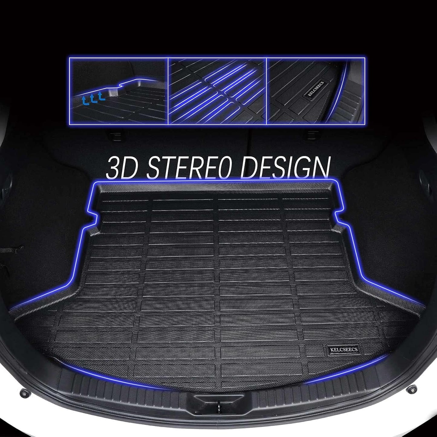 KELCSEECS® Floor Mats & Cargo Liner Custom for 2021-2025 Chevy/Chevrolet Suburban & GMC Yukon XL 8 Seats Bench Seats All Weather Protection TPE Floor Liners Full Set Chevy Suburban Accessories Black