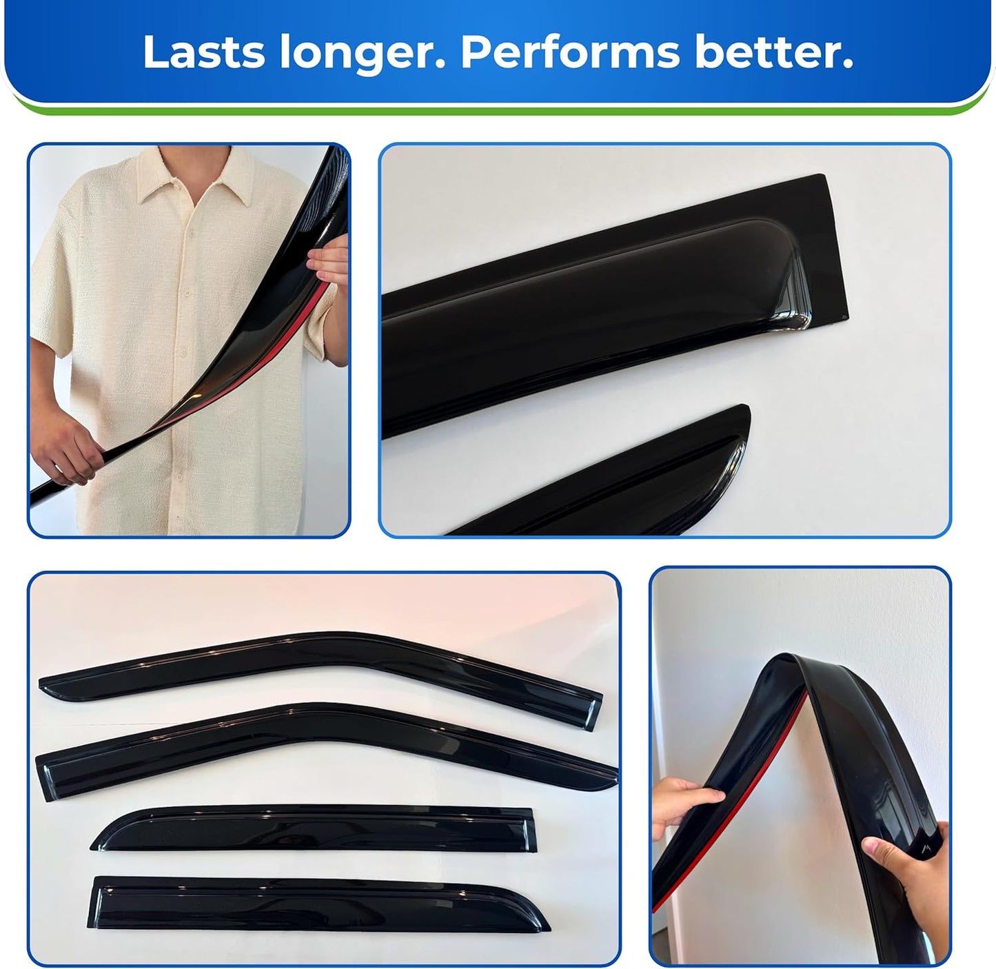 KPY Window Visor Compatible with Honda Civic Sedan 2022-2025, 4PC Rain Guard Side Window Vent Deflectors Tape-On Mugen Style, 2022 2023 2024 2025