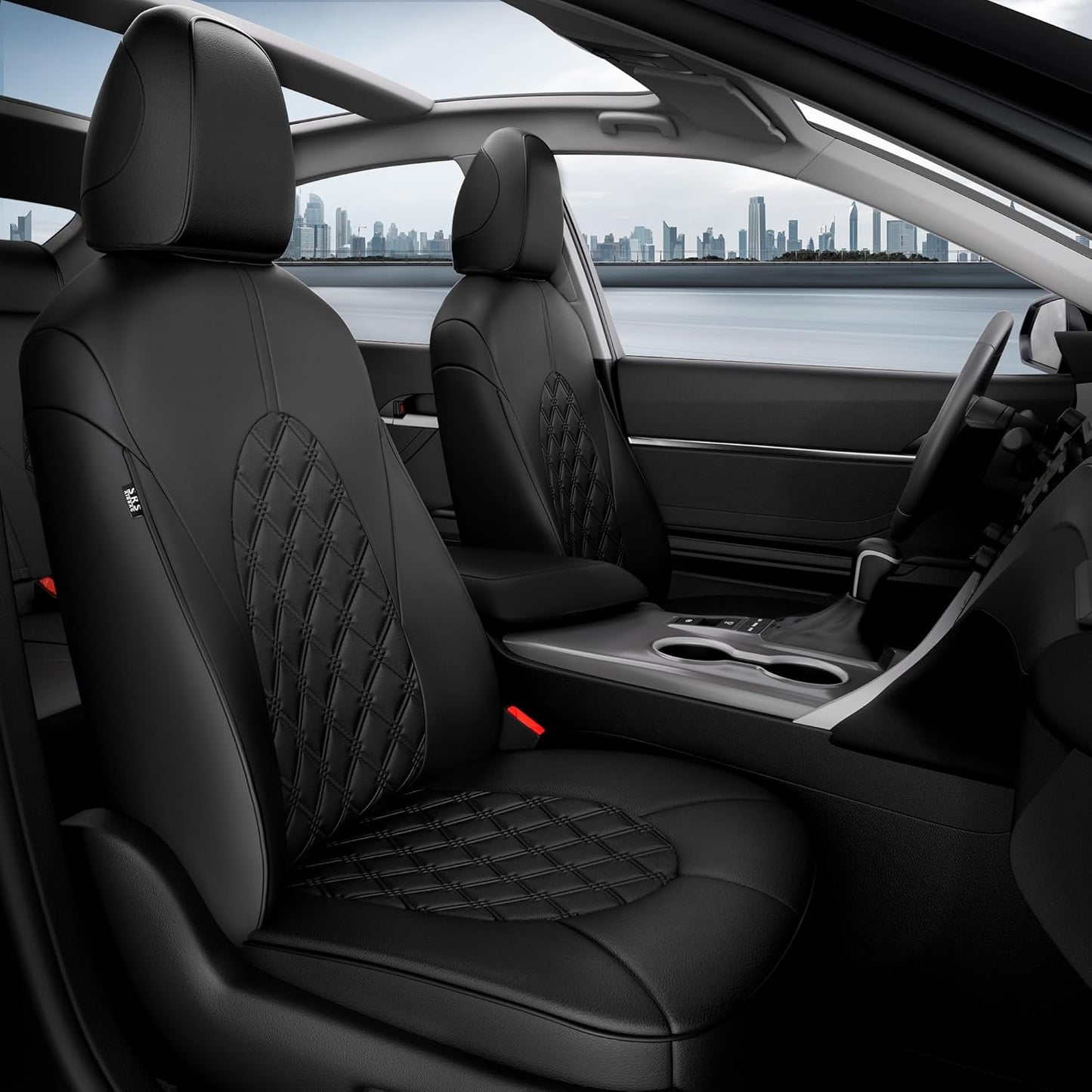 for Toyota Camry Seat Covers XLE XSE V6 2018 2019 2020 2021 2022 2023 2024 - Custom Fit Car Seat Covers Full Set, Breathable Waterproof Leather Seat Covers for Cars, Black Not for Hybrid