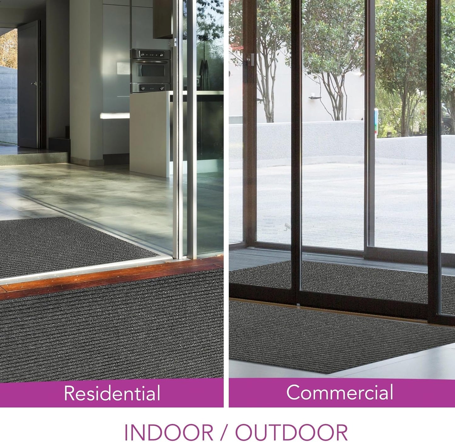 iCustomRug Spartan Weather Warrior Indoor/Outdoor Utility Ribbed Carpet Runner with Non-Slip Thermoplastic Rubber Backing, 3ft X 40ft in Charcoal