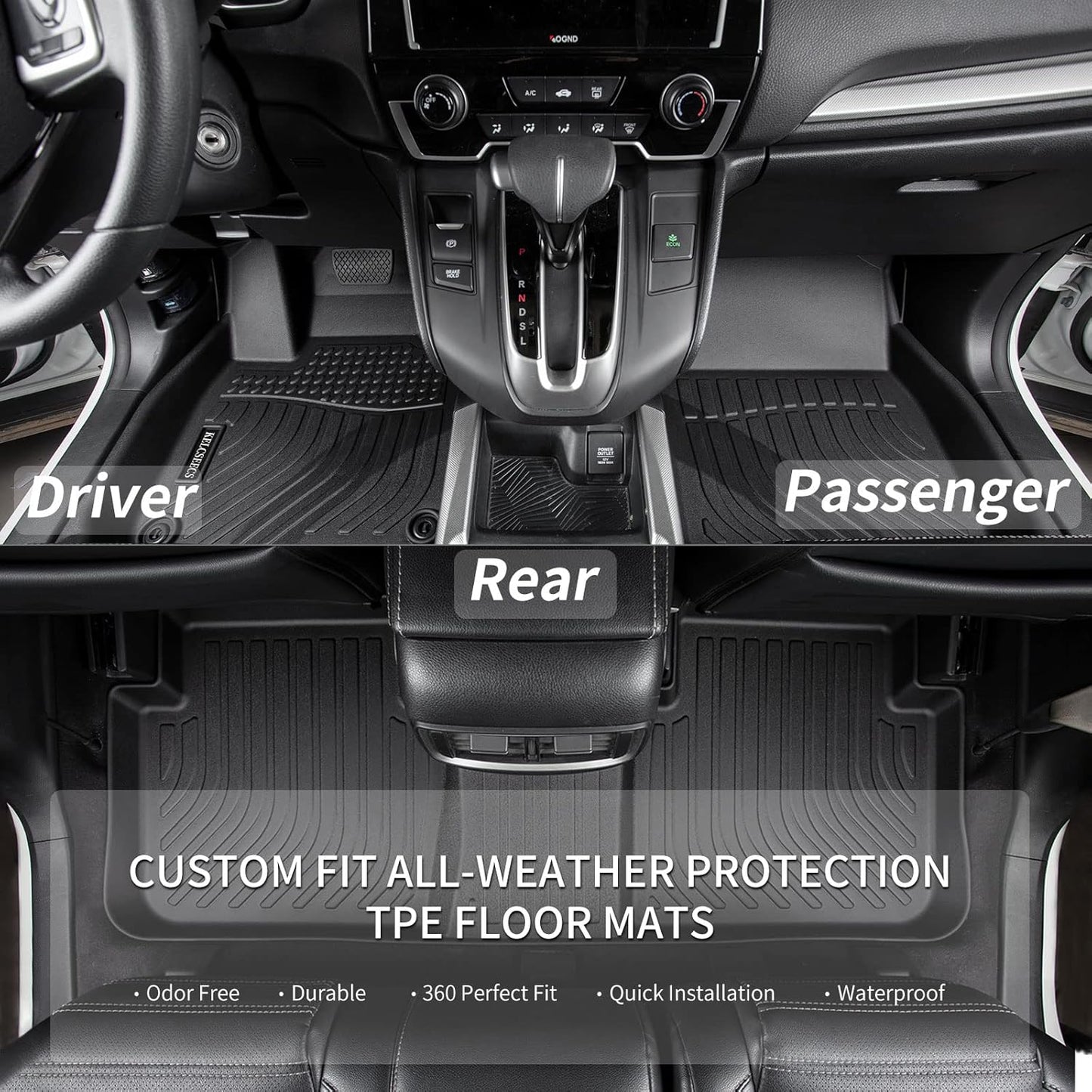 KELCSEECS Floor Mats & Cargo Liner Custom for 2026 2025 2024 2023 Honda HRV/Honda HRV Hybrid Car Mats Cargo Mat Floor Liners Trunk Liner HR-V All Weather Floor Mats Accessories Black