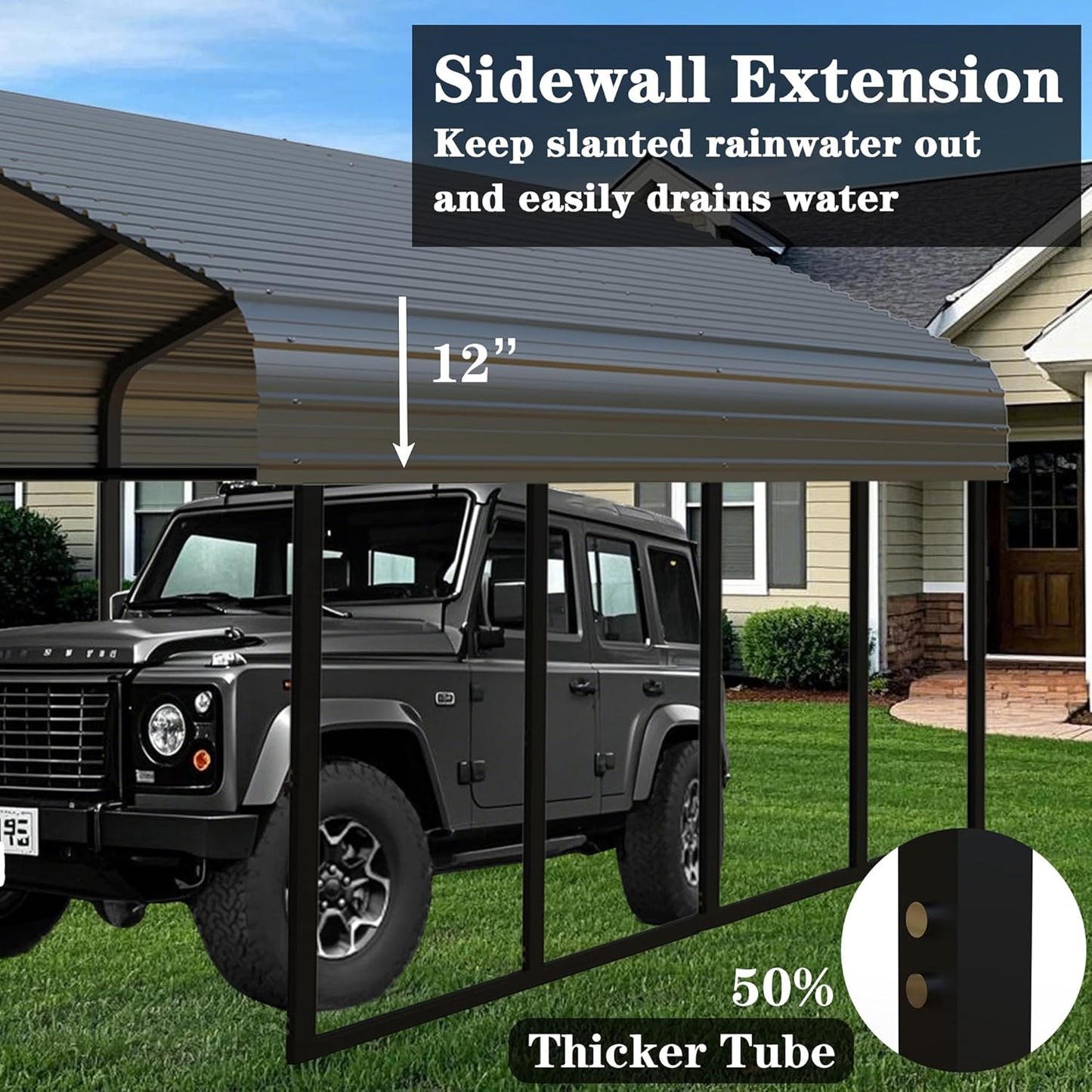 Heavy Duty Metal Carport 20x20 ft Galvanized Steel Carport Shelter for 2 Car Extra Large Canopy for Dual Vehicle, RV Boat Storage All Weather Protection Garage Party Tent (10X20FT)
