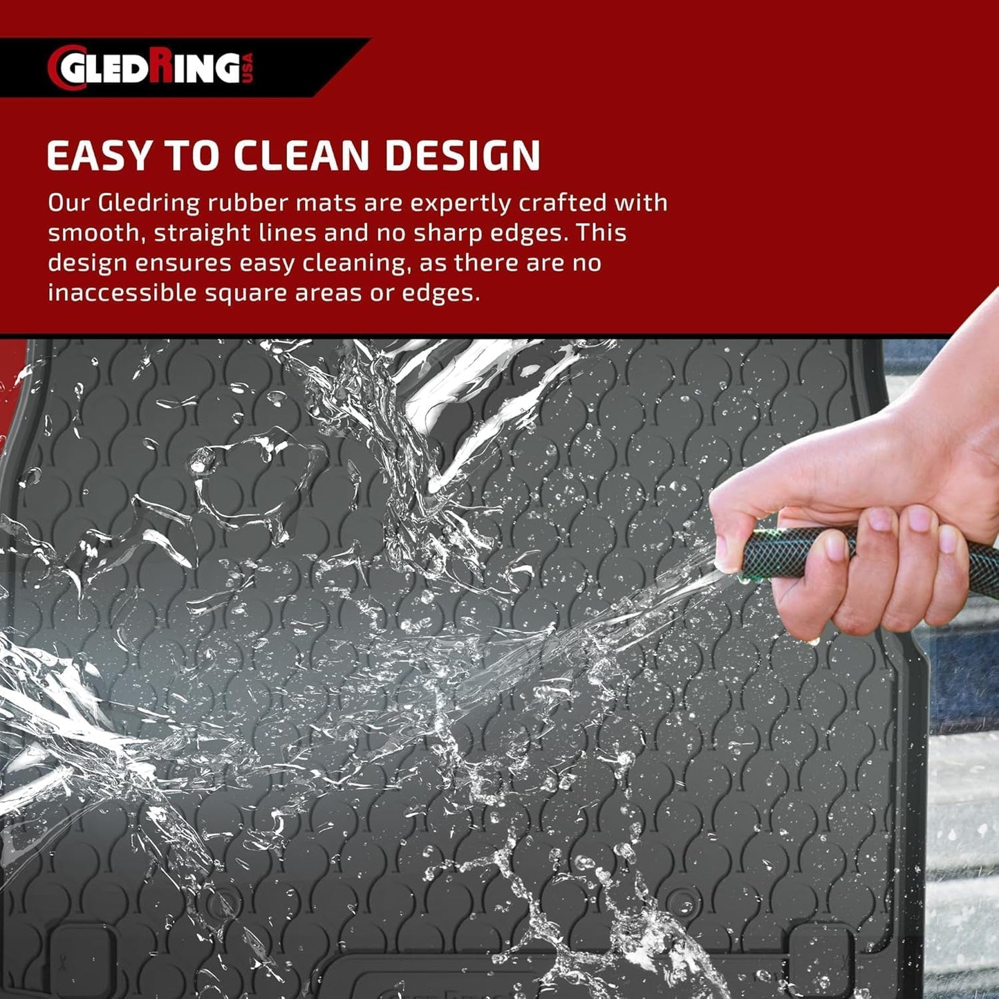 Gledring USA Custom Fit All-Weather Rubber Floor Mats Intended for Mercedes GLC Class (X254) 2023-2024, No Trimming Required, Tailored Custom Fit, Protects from Rain, Mud, & Snow