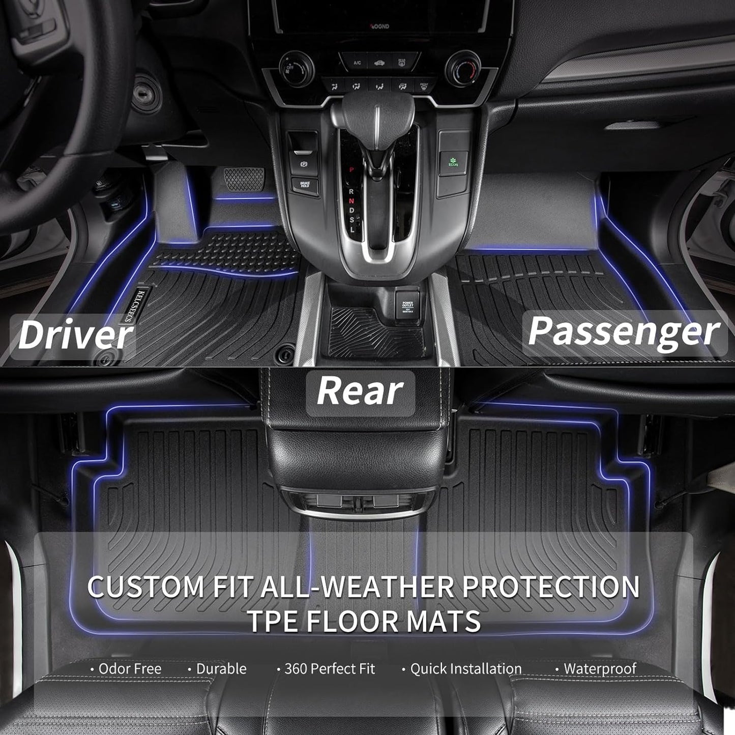 KELCSEECS Floor Mats & Cargo Liner Custom for Hyundai Ioniq 5 2025 Unmovable Center Console (Fixed Center Console) All Weather Car Mat TPE Floor Liners Ioniq 5 Accessories Trunk Mat