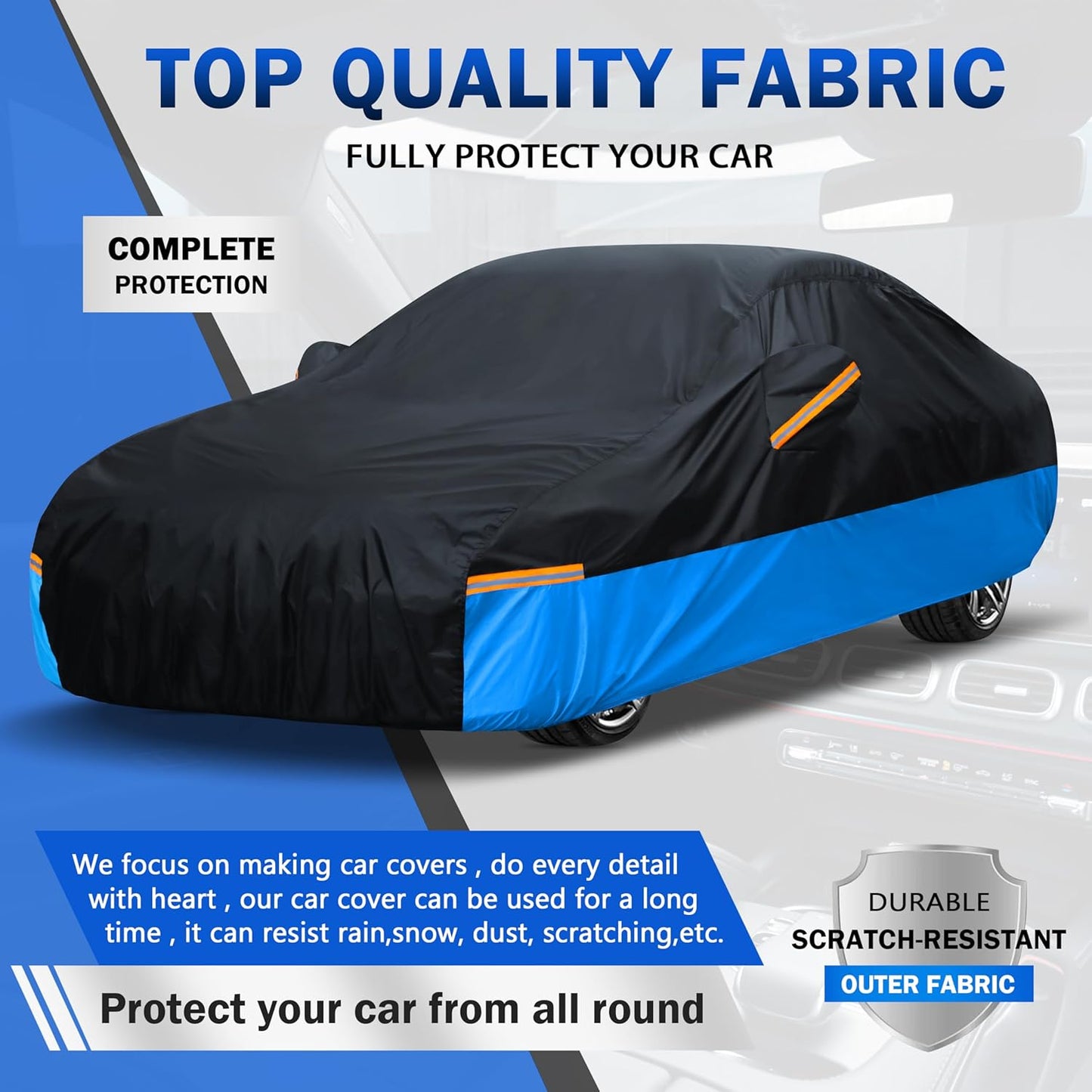 Car Cover Waterproof All Weather Outdoor Windproof Dustproof UV Protection Fit Sedan Audi A7,Buick Century,Honda Accord,Chevrolet ss