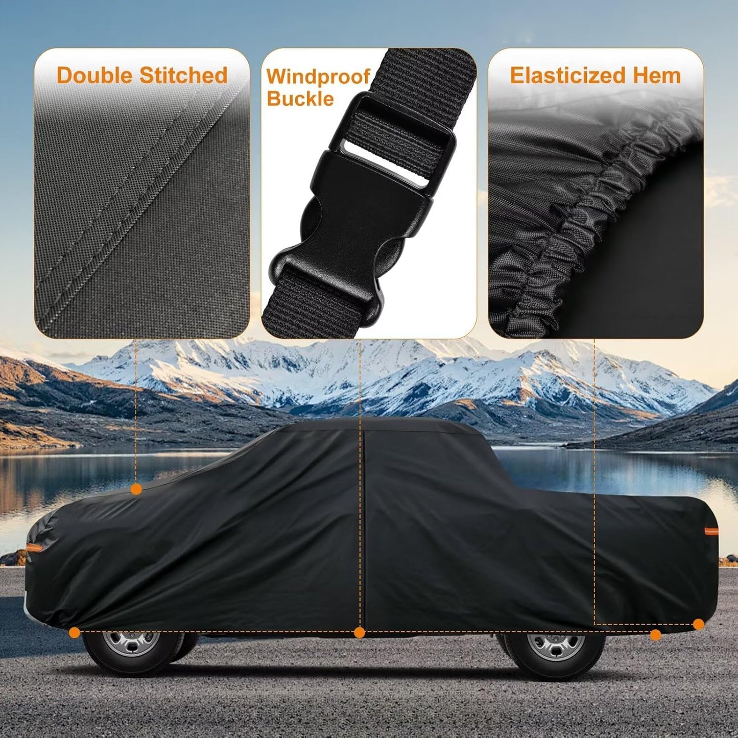 Kayme Truck Cover Custom Fit Nissan Titan(2015-2025) Regular Cab Long Bed. Full Exterior Heavy Duty Outdoor Pickup Truck Car Cover Waterproof All Weather.Car Tarp for Wind Sun Dust Protection.Black