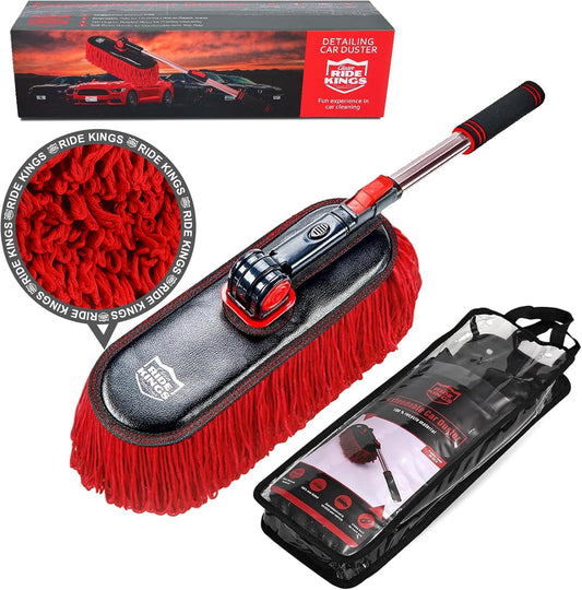 Car Duster Exterior Scratch Free,Soft Car Brush Kit for Car,Truck,SUV,RV and Motorcycle,Wax Cotton Hair With Extendable Handle,Duster for car Cleaning,Dust Pollen Removing,No Lint…