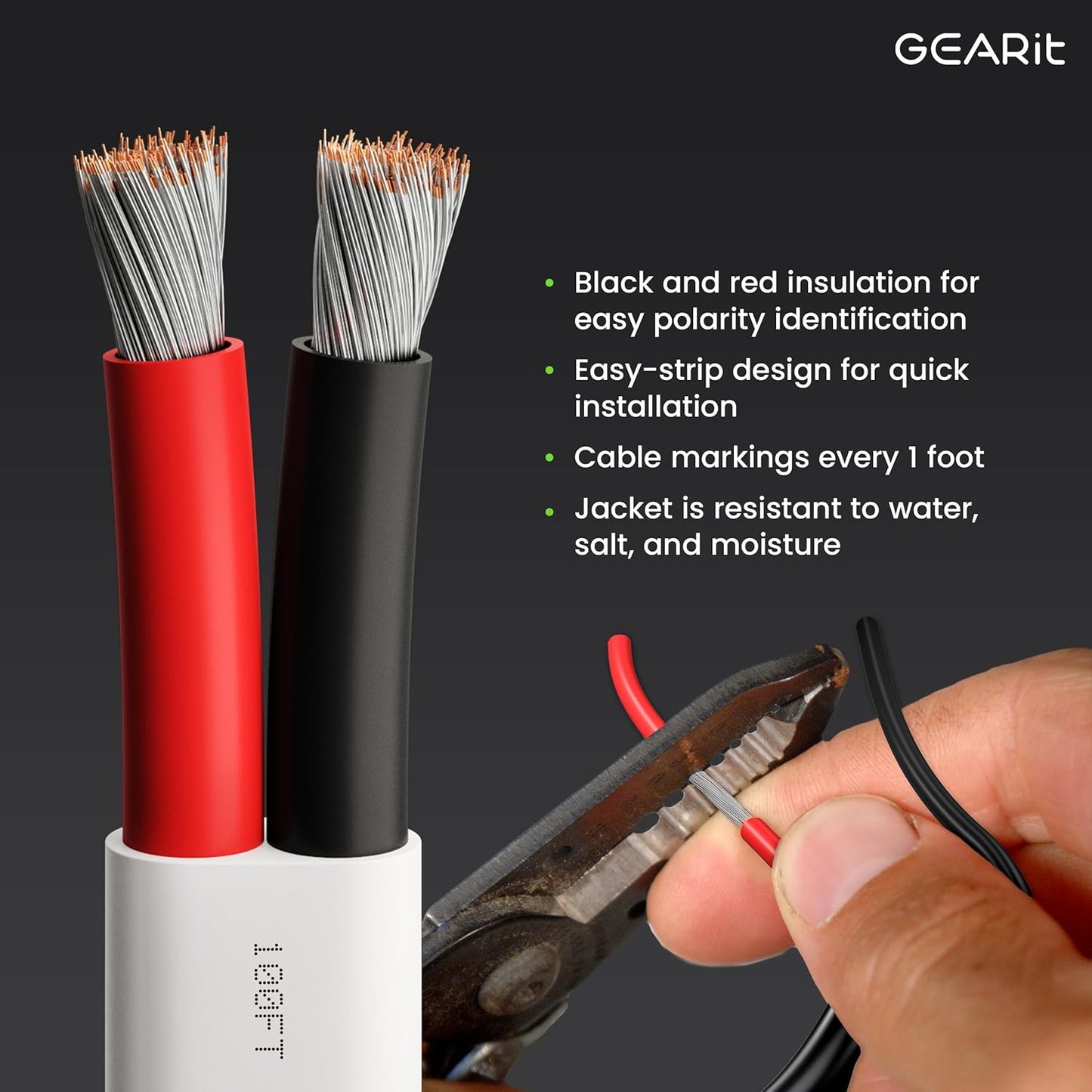 GEARit 12 Gauge Marine Wire, 12/2 AWG (50ft) Marine Grade Tinned Copper Oxygen Free, Duplex 2-Conductor Insulated Red & Black Electrical Cable for Boat, Automotive, RV, Camper, Trailer