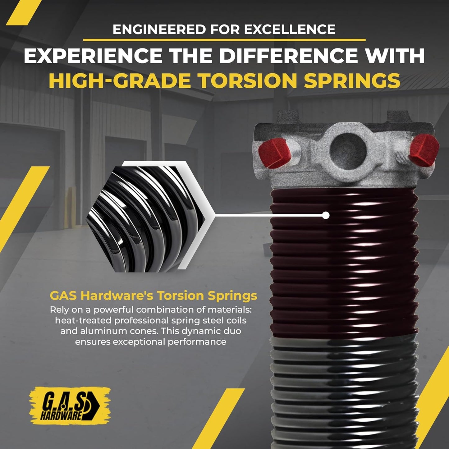 Garage Door Torsion Spring 234x1.75x35 Includes 1” Steel Bearing, Non-Slip Gloves, and Winding Bars for Left Side of Garage Door Precision E-Coating 5-Year Warranty Min. 30,000 Cycles (Red Cone)