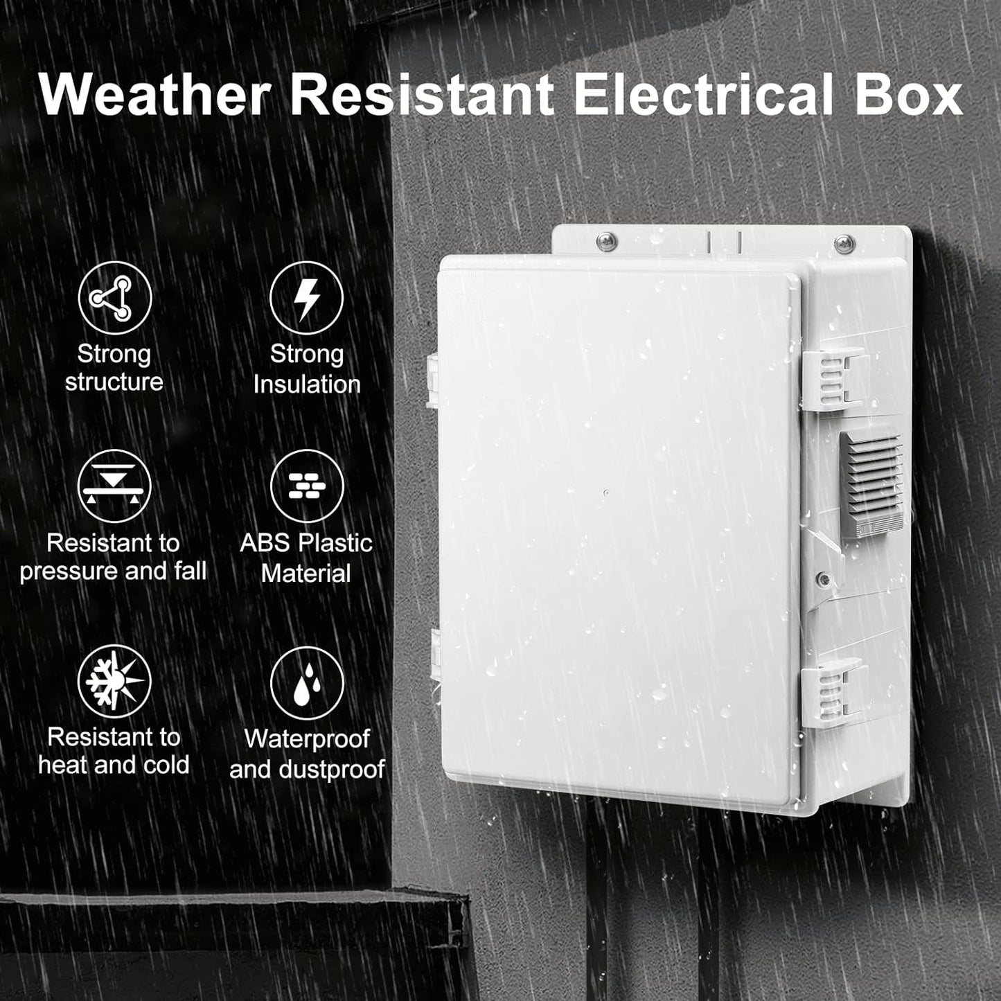 Outdoor Electrical Junction Box, ABS Water Resistant Enclosure with Internal Mounting Panel & Hinged Cover, 9.2" H* 7" L* 4.6" W