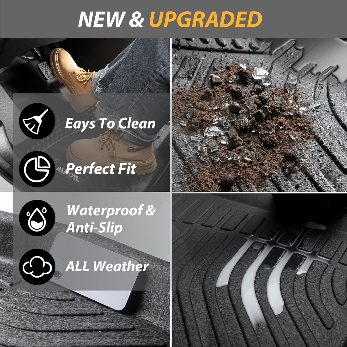 AIPOIL® Floor Mats & Cargo Liner Set for 2019-2025 Acura RDX All Weather Protection TPE Anti-Slip Automotive Full Set Custom Car Mats Accessories - Black
