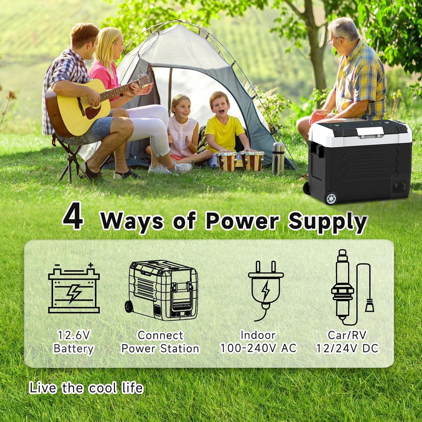 SubSun 12 Volt Car Refrigerator, 37QT Portable Fridge Freezer(-4℉~68℉), Compressor Cooler 12/24V DC and 110~240 AC for Truck Van RV Camper SUV Travel Camping Road Trips