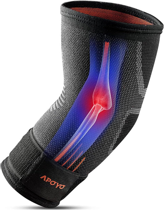 APOYO Elbow Brace for Tendonitis and Tennis Elbow, Compression Sleeve for Arthritis, Workouts, Reduce Joint Pain During Fitness Activity (XX-Large)