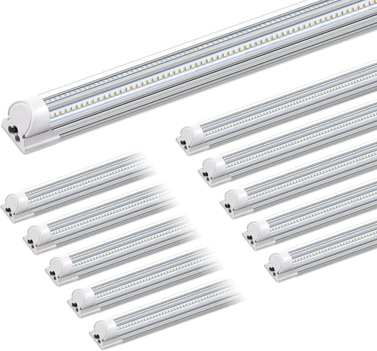 Barrina 8FT LED Shop Light, 100W 15000LM 6500K Super Bright White, Linkable T8 Shop Lighting LED V Shape Led Tube Lights, Ceiling Lights Fixtures for Garage, Workshop, ETL Listed, 10 Pack
