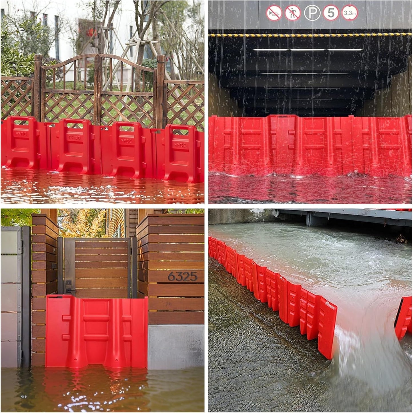 Flood Prevention Barrier, ABS L-Type Baffle Water Barrier Reusable, Door Flood Barriers for Home, Removable Combined for Garage Doors, Warehouses, Basements and School (12pcs)