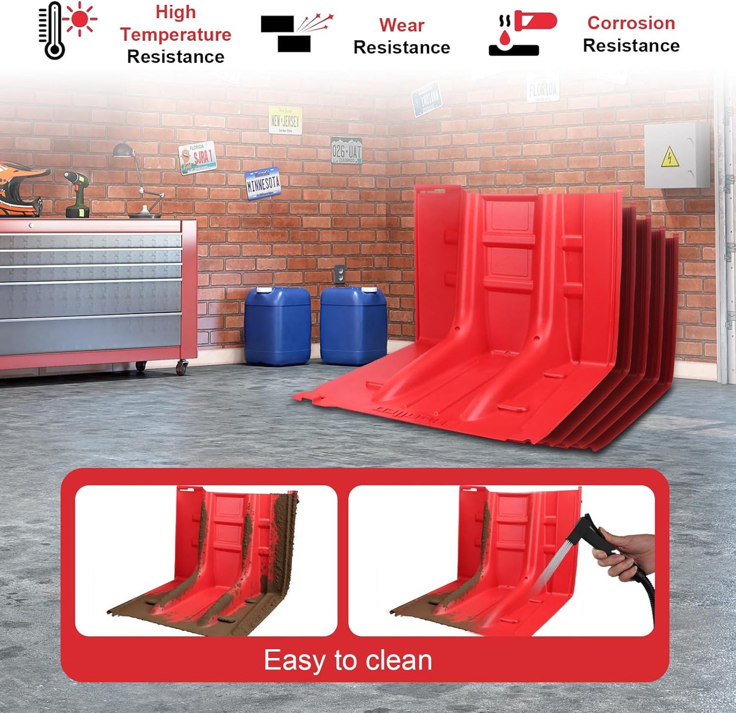 Flood Prevention Barrier, ABS L-Type Baffle Water Barrier Reusable, Door Flood Barriers for Home, Removable Combined for Garage Doors, Warehouses, Basements and School (10pcs)