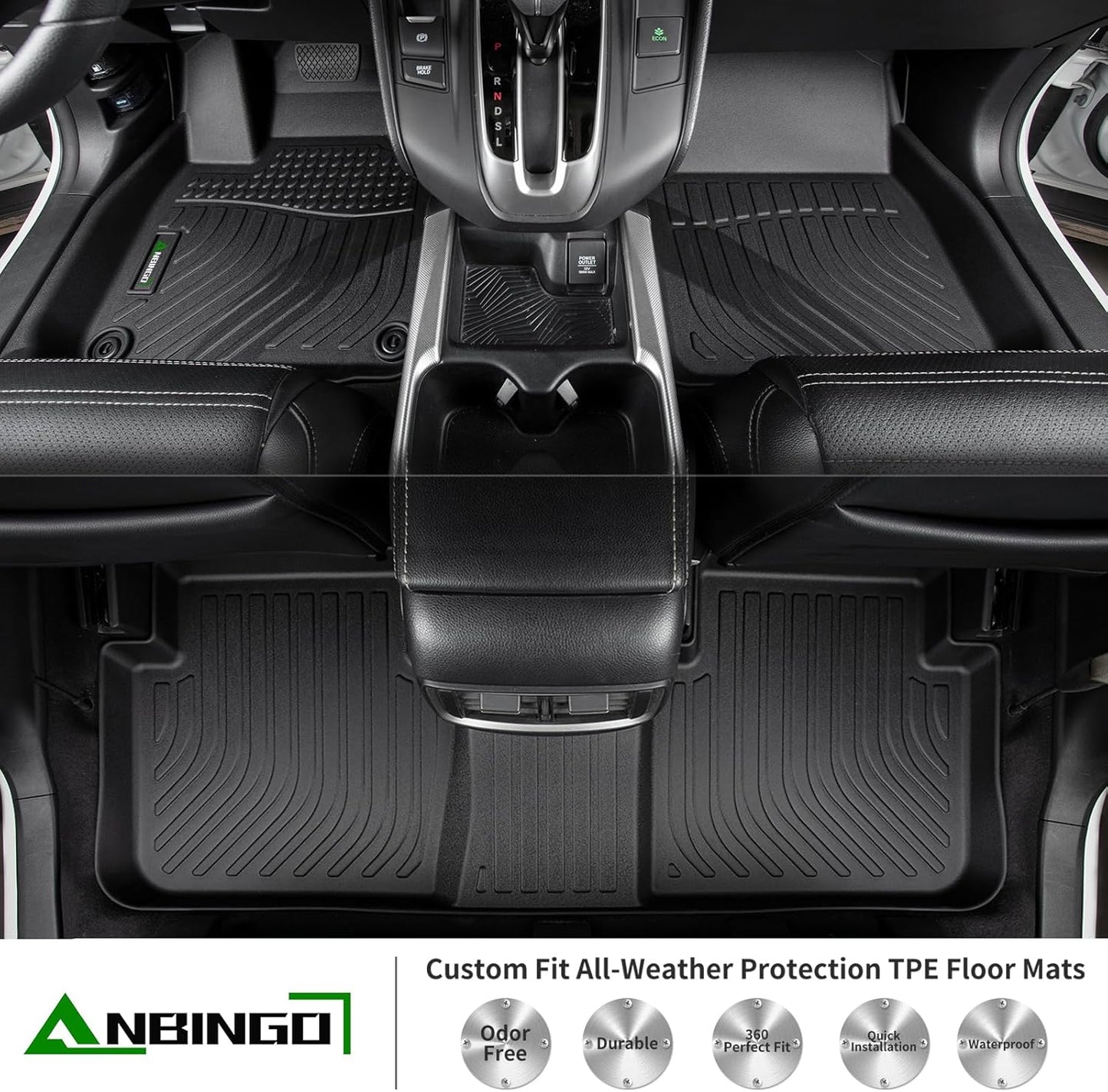 ANBINGO®Floor Mats & Cargo Liner Fit for 2019-2024 Nissan Armada (8 Seats)/Infiniti QX80 (Bench Seat) Waterproof Car Mats for Armada All Weather Floor Liners Fit QX80 Rubber High Edge Protection