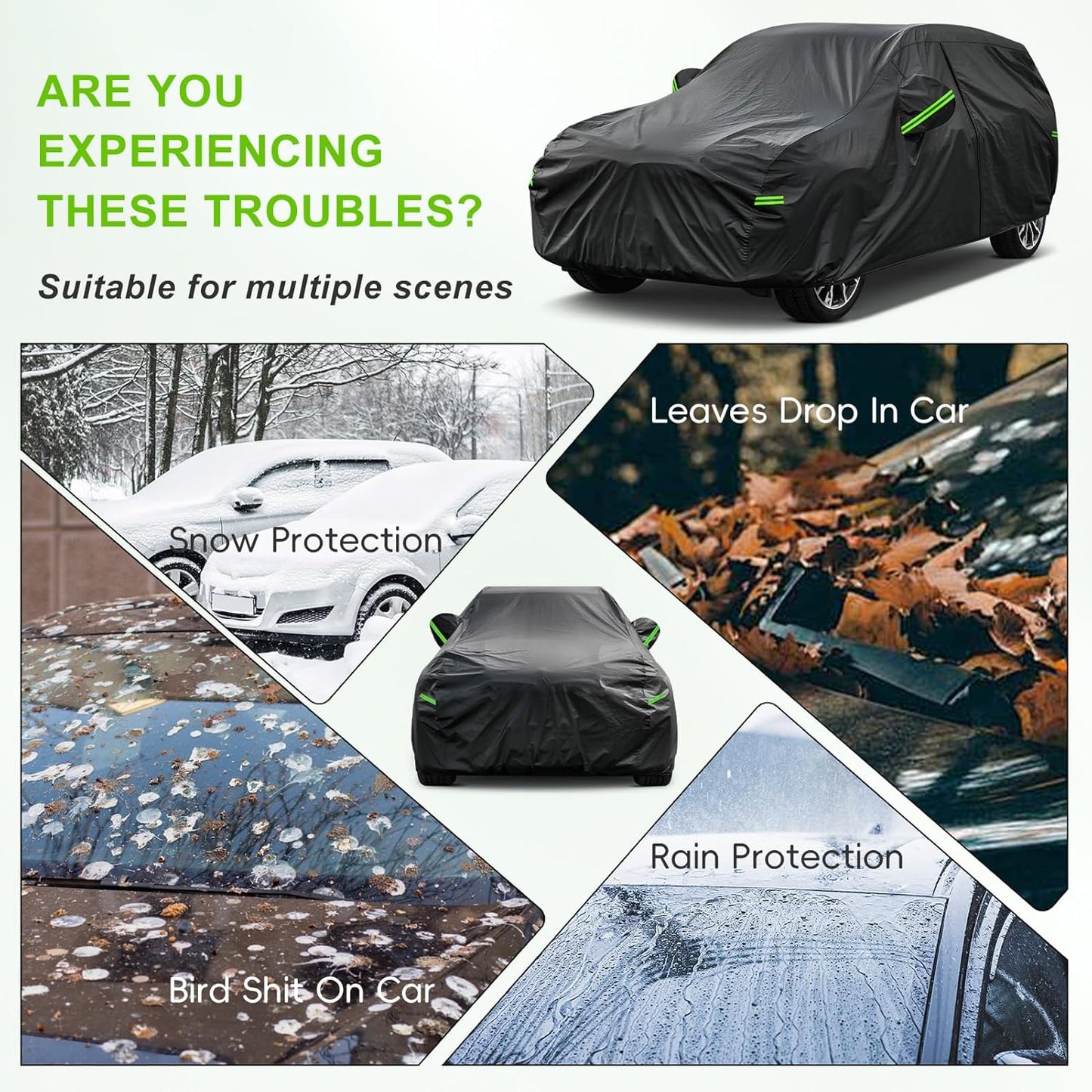 KouKou Car Cover Waterproof All Weather, 7 Layers Outdoor Car Covers for Automobiles with Zipper, Universal Fit Sedan Honda Civic,Toyota Corolla, Hyundai Elantra, Kia Forte, ect.(Length 177-185 inch)