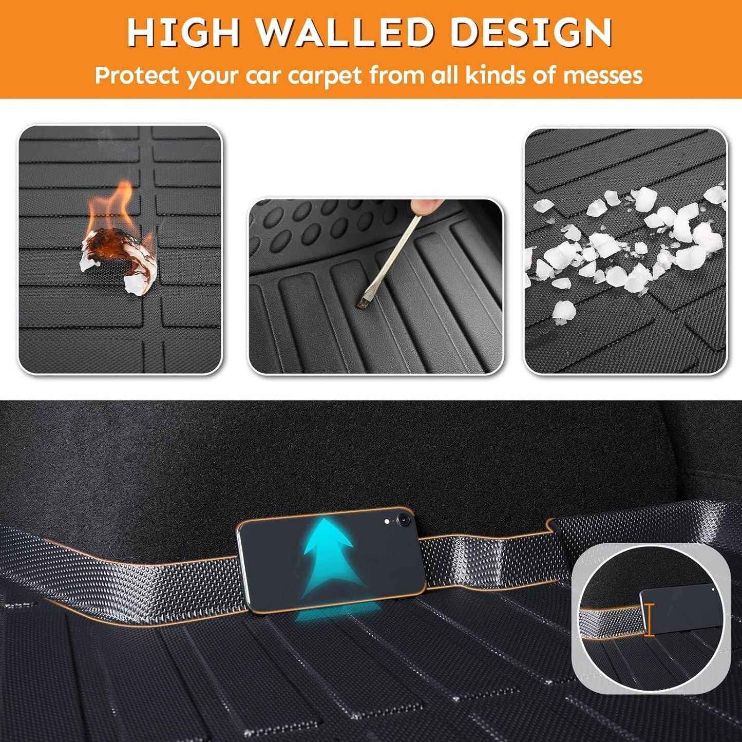 Binmotor-Floor Mats for Mitsubihi Outlander 2014-2021, All Weather Car Floor Mat for Outlander Accessories TPE Heavy Duty Rubber Liners