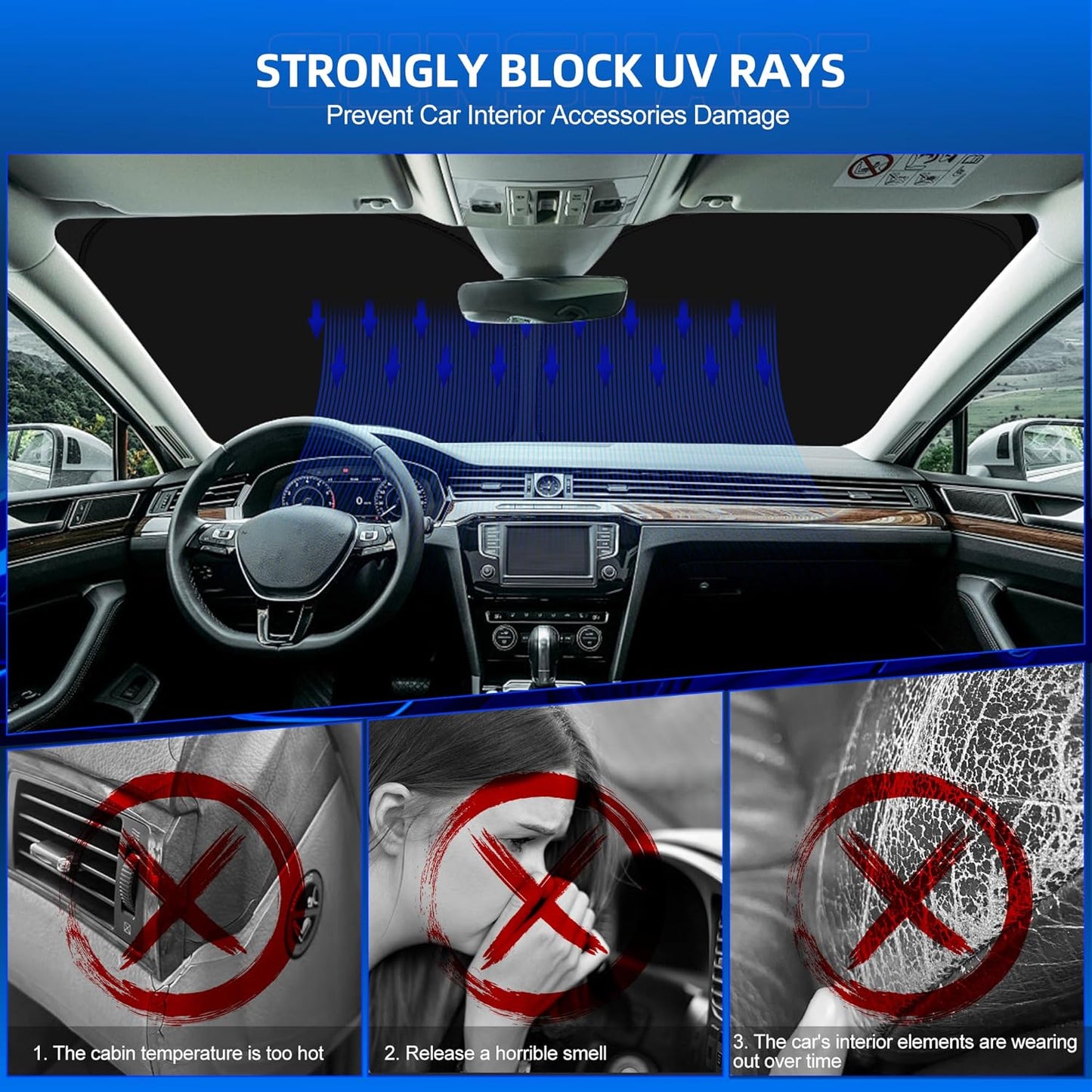 Windshield Sun Shade for Ford E-Transit 2022-2025 2026 Foldable Sunshade Custom Fit Front Window Car Interior Accessories Protector Blocks UV Rays