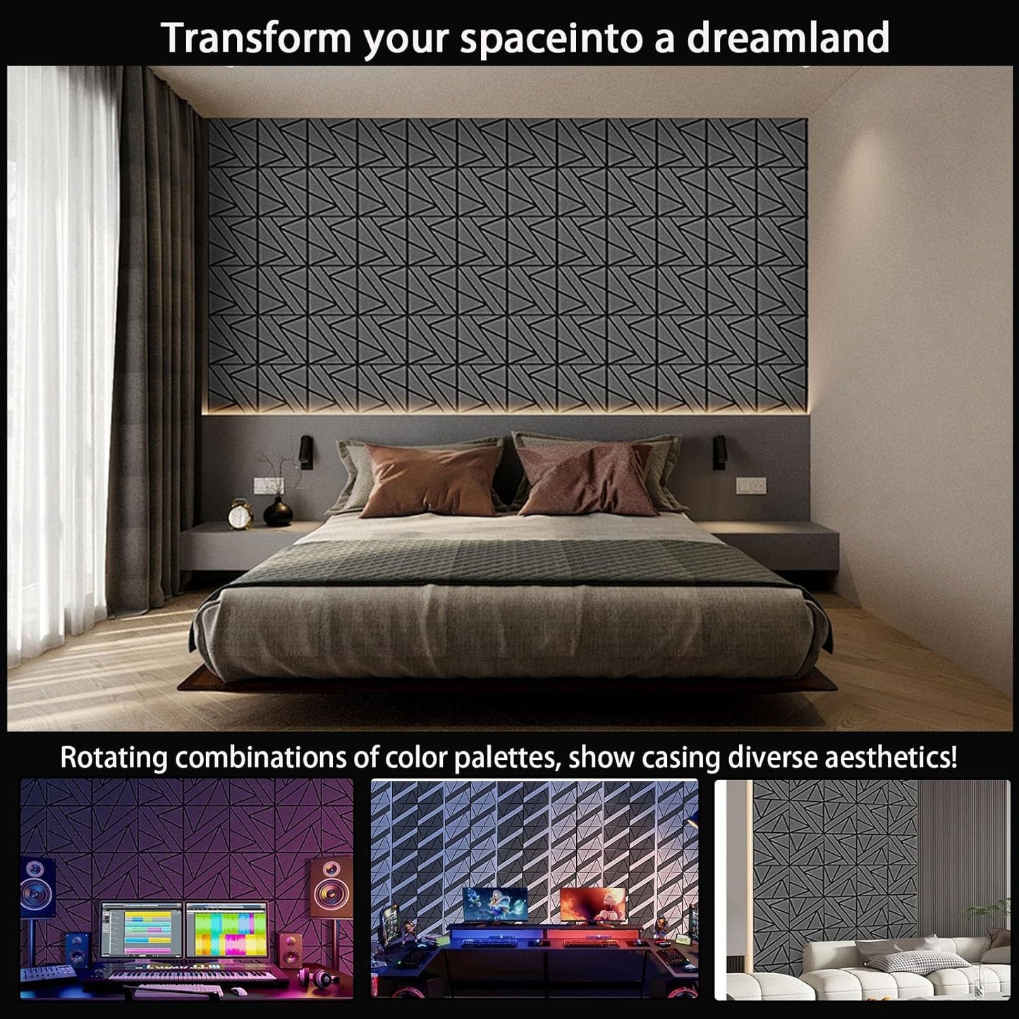 【10 Pack】 Acoustic Panels Self-Adhesive (0.4" Thick | 0.8lb/ft³ Medium Density) - 12x12 Soundproof Foam Tiles for Home Office/Wall Sound Absorption, Noise Reduction Panels Studio Use - Gray