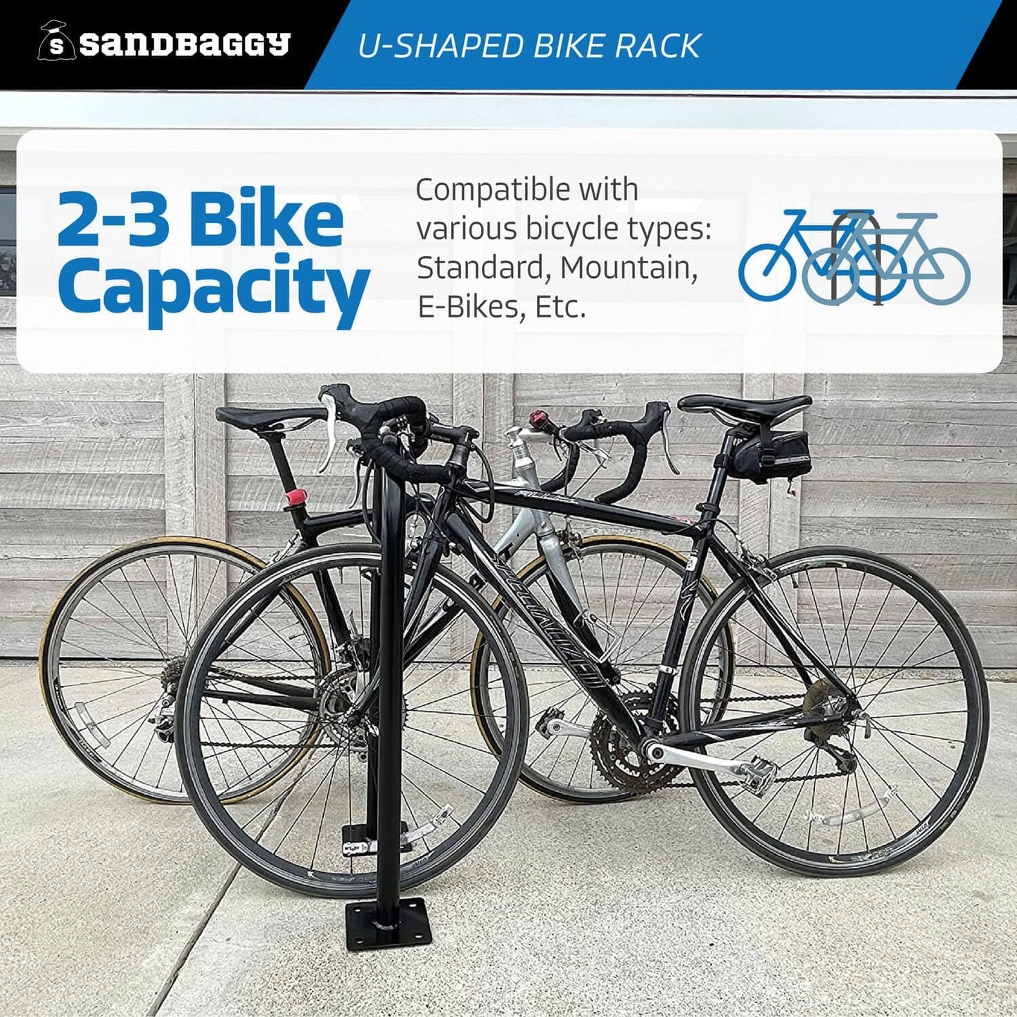 Sandbaggy U Shaped Bike Rack - Outdoor, Commercial - Galvanized Steel - Surface/Ground Mounted (1, Orange)