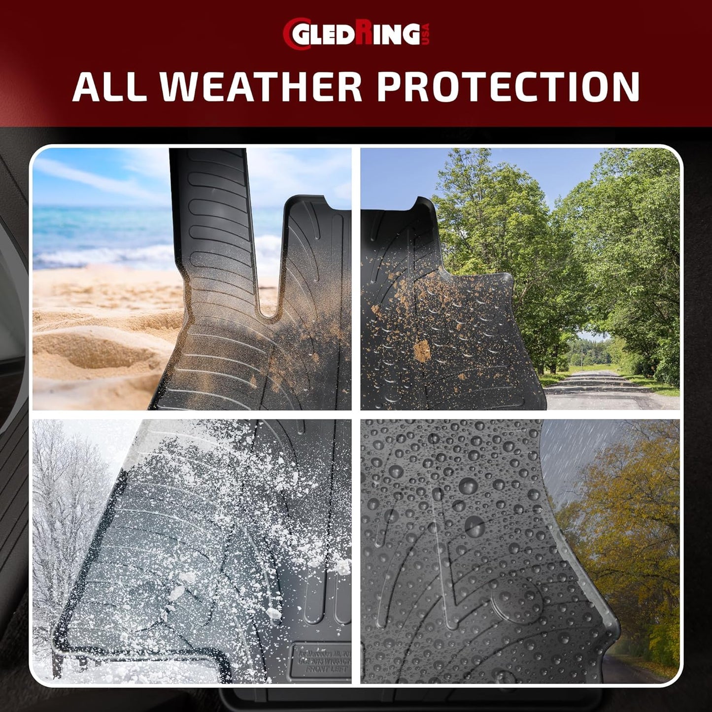Gledring USA All-Weather Mats Compatible with Mercedes Benz GLE (W167) 2020-2024. Tailored Custom Fit. Rear mats only fit The Long-wheelbase (LWB) SUV. Protects from Mud, and Snow