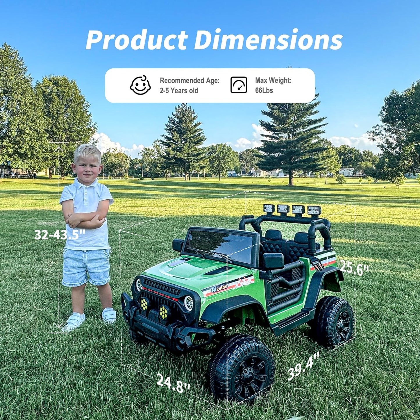 4WD Kids Ride on Car Truck, 12V 7Ah Kids Electric Vehicles Car Ride on Toy w/Remote Control - Army Green