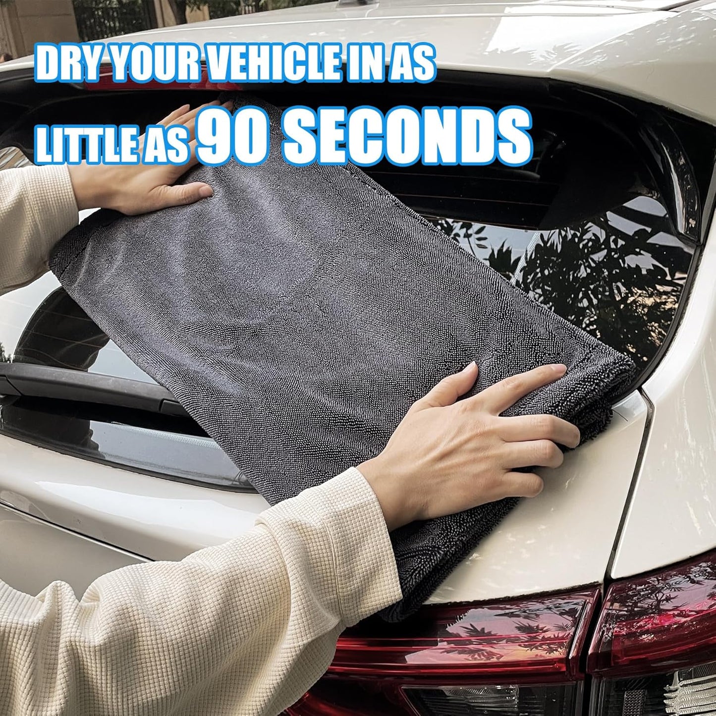 belhope 2 Pack Microfiber Towels for Cars, 24"x36" Extra Large Super Absorbent Car Drying Towel Detailing, No Streaks, Scratches and Water Spots