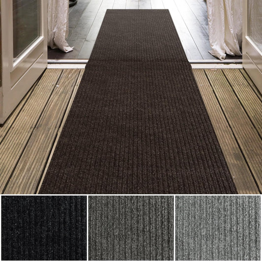 iCustomRug Spartan Weather Warrior Duty Indoor/Outdoor Utility Ribbed in 3ft,4ft,6ft Widths 70 Custom Sizes with Natural Non-Slip Rubber Backing 4'X80' in Brown