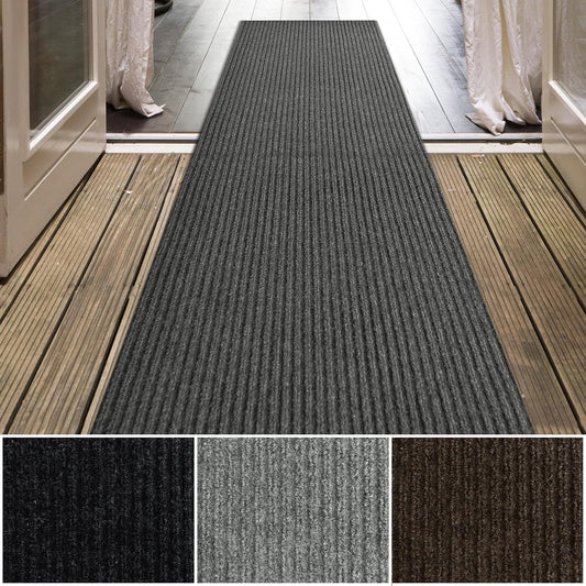 iCustomRug Spartan Weather Warrior Duty Indoor/Outdoor Utility Ribbed in 3ft,4ft,6ft Widths 70 Custom Sizes with Natural Non-Slip Rubber Backing 4'X26' in Charcoal